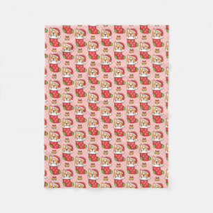 Cute Christmas Corgi Fleece Blanket