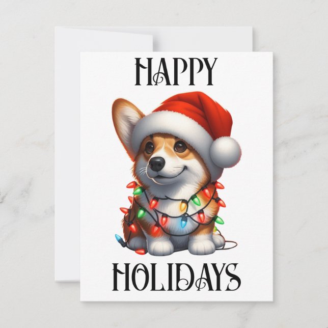 Cute Christmas Corgi Holiday Card (Front)