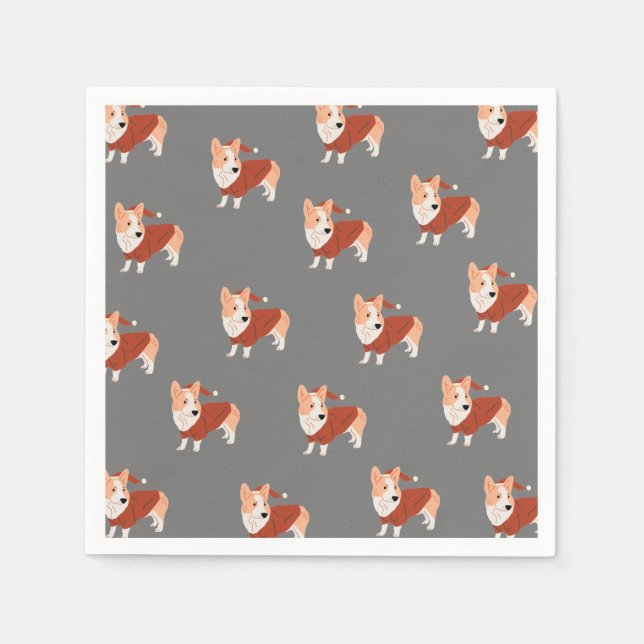 Cute Christmas Corgi Pattern Napkins (Front)
