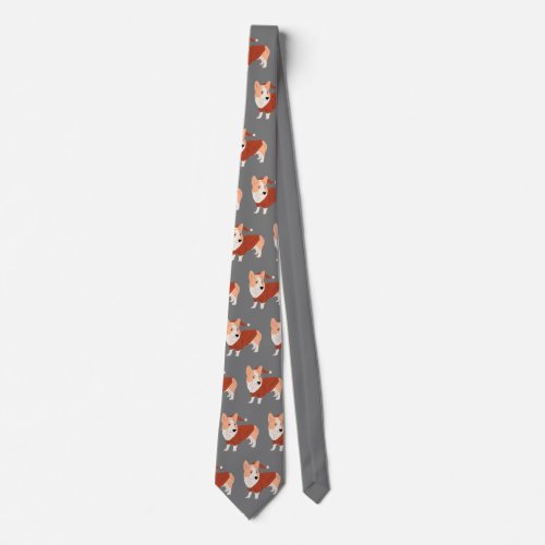 Cute Christmas Corgi Pattern Neck Tie