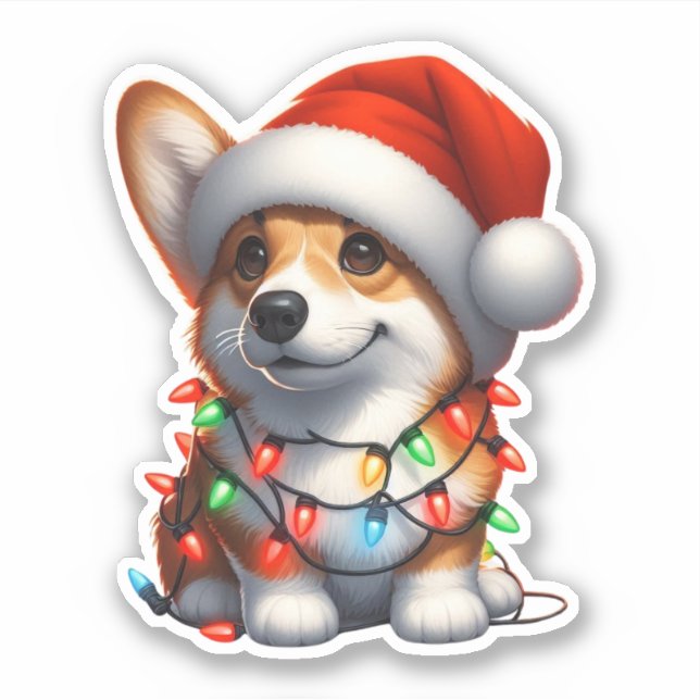 Cute Christmas Corgi  Sticker (Front)