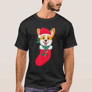 Cute Christmas Corgi Surprise Sift In The Sock Cor T-Shirt