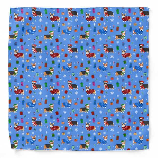 Cute Christmas Corgis in Hats & Sweaters Bandana (Front)