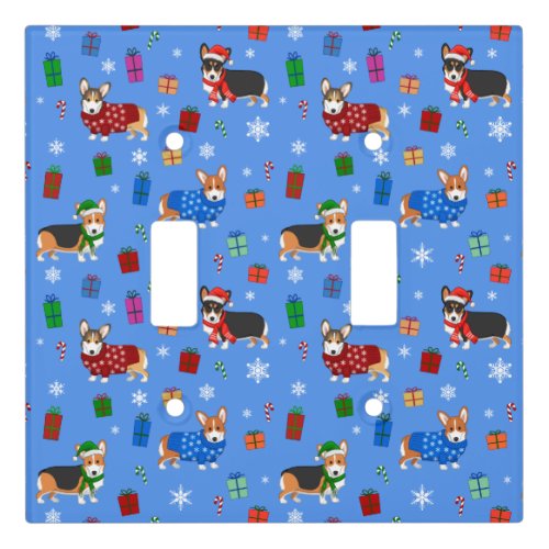 Cute Christmas Corgis in Hats  Sweaters Light Switch Cover