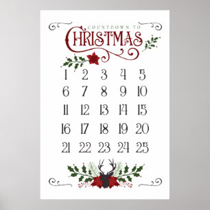 cute Christmas countdown Holiday Poster