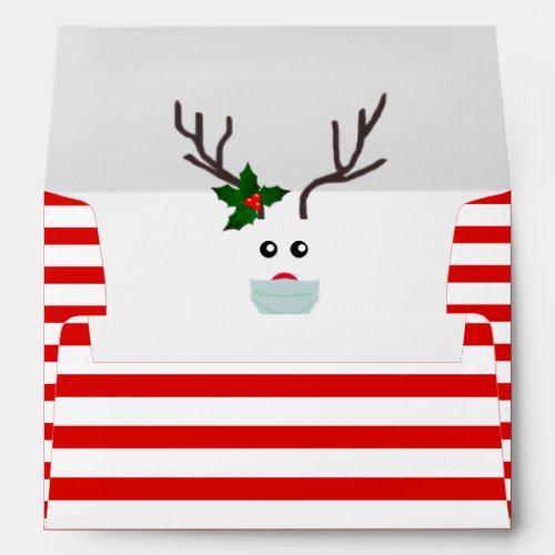 Cute Christmas Covid Reindeer Wearing Face Mask Envelope