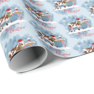 Cute Christmas Cow at North Pole Wrapping Paper