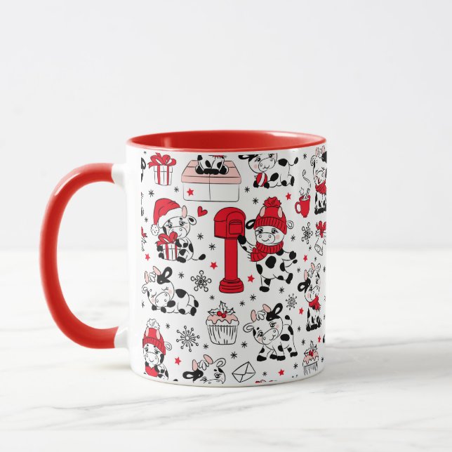 Cute Christmas Cow Bull Mug (Left)