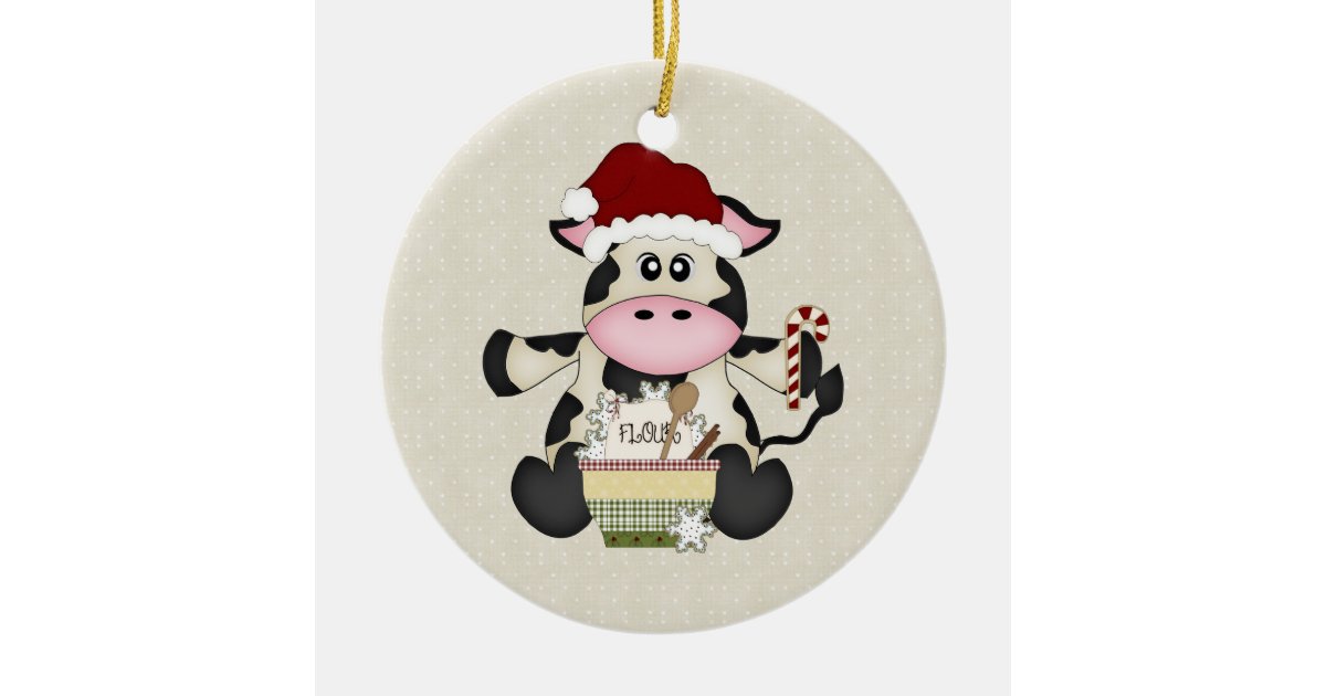 Cute Christmas Cow Ornament | Zazzle