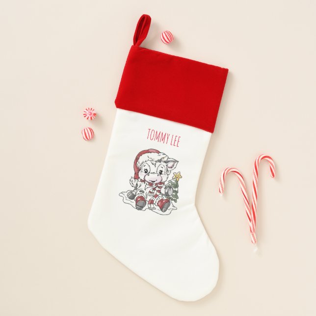 Cute Christmas Cow     Stocking (Front)