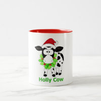 Cute Christmas Cow Two-Tone Coffee Mug