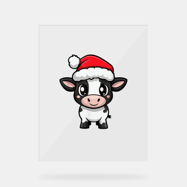Cute Christmas Cow Xmas Comic  Acrylic Sign (Front)