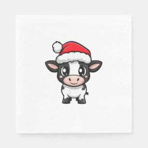 Cute Christmas Cow Xmas Comic  Napkins