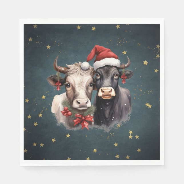 Cute Christmas Cows Napkins (Front)