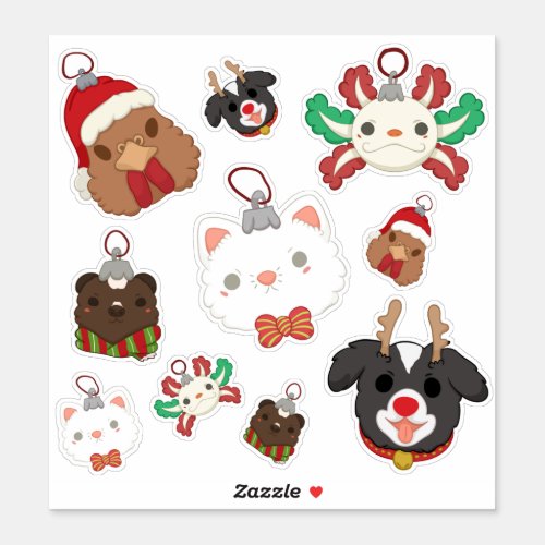 Cute Christmas Creature Baubles Sticker