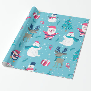 Cute Christmas Creatures Wrapping Paper