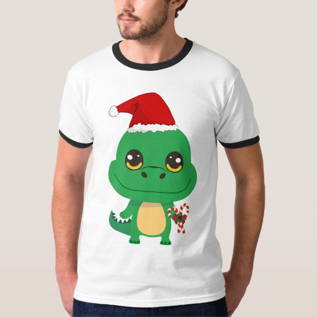 Cute Christmas Crocodile T-Shirt (Front)