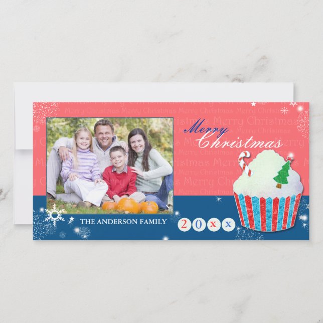 Cute Christmas Cupcake Holiday Greetings Photo (Front)