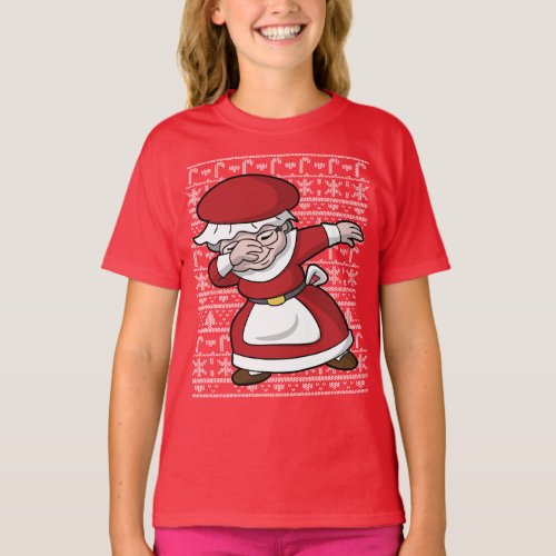 Cute Christmas Dabbing Mrs Claus T_Shirt