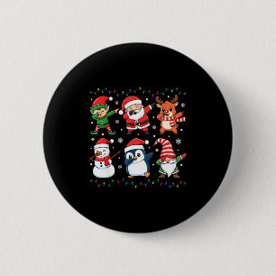Cute Christmas Dabbing Santa Elf Reindeer Boys Gir Button