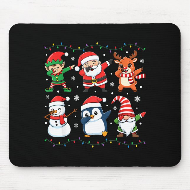 Cute Christmas Dabbing Santa Elf Reindeer Boys Gir Mouse Pad (Front)