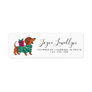 Cute Christmas Dachshund Dog Return Address Label