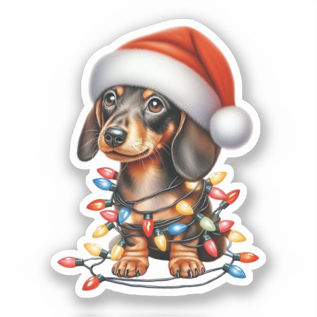 Cute Christmas Dachshund  Sticker (Front)