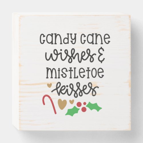 Cute Christmas Decor Wishes Kisses Wooden Box Sign