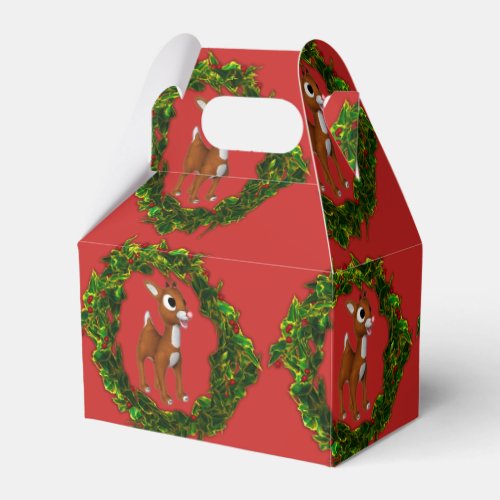 Cute Christmas Deer and Wreath Favor Boxes
