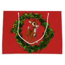Cute Christmas Deer and Wreath