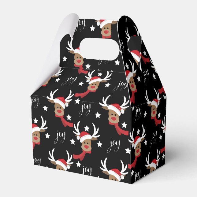 Cute Christmas Deer Favor Box - Gable (Front Side)
