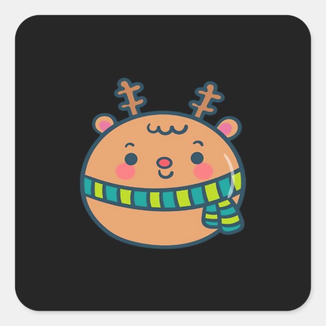 Cute Christmas Deer Festive Classic Design  Square Sticker (Front)