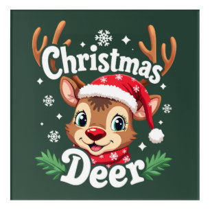Cute Christmas Deer Illustration Acrylic Print