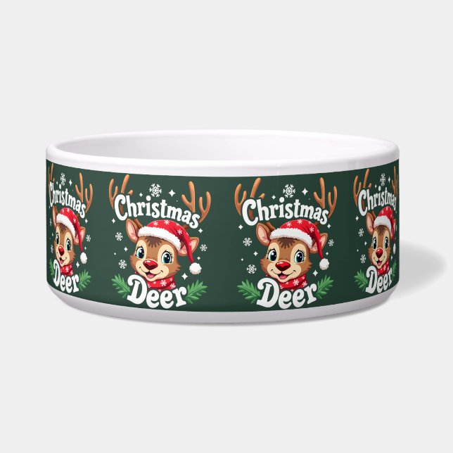 Cute Christmas Deer Illustration Bowl (Front)