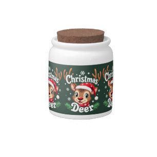 Cute Christmas Deer Illustration Candy Jar