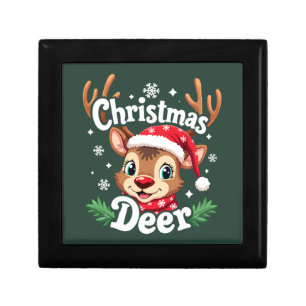 Cute Christmas Deer Illustration Gift Box