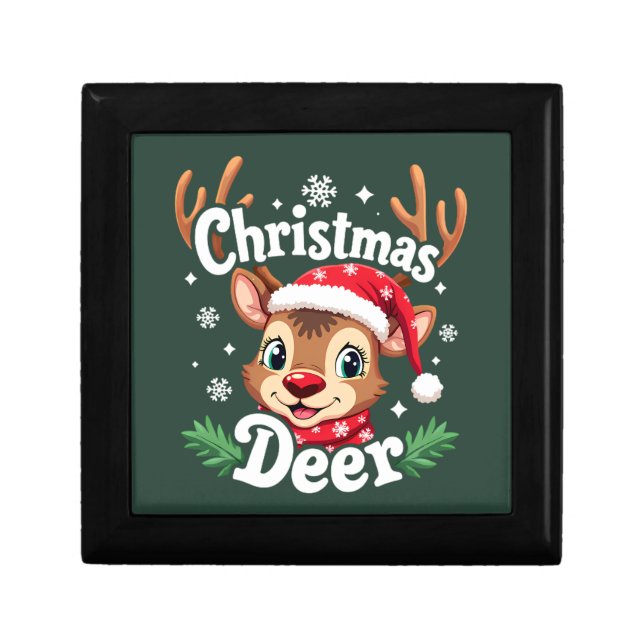 Cute Christmas Deer Illustration Gift Box (Front)