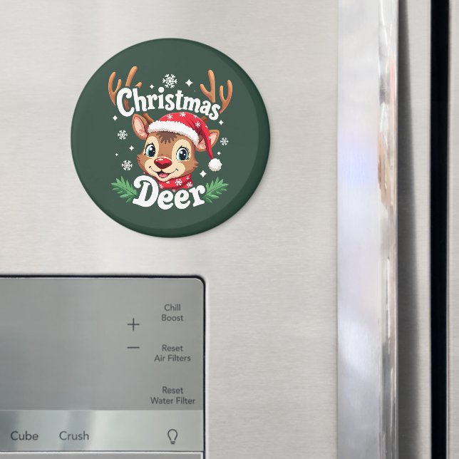 Cute Christmas Deer Illustration Magnet (In Situ (Fridge))