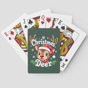 Cute Christmas Deer Illustration Poker Cards