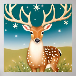 Cute christmas deer poster