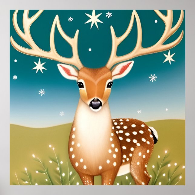 Cute christmas deer poster (Front)