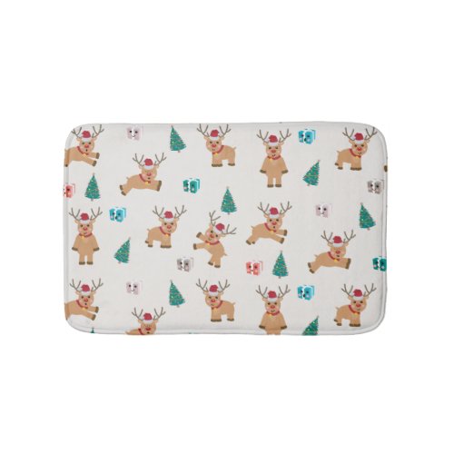 Cute Christmas Deer Xmas Gifts  Tree Pattern Bath Mat