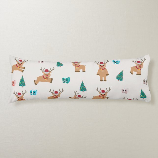 Cute Christmas Deer Xmas Gifts & Tree Pattern Body Pillow (Front)