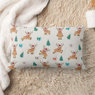 Cute Christmas Deer Xmas Gifts & Tree Pattern Lumbar Pillow