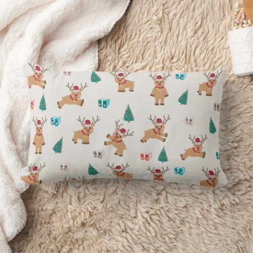 Cute Christmas Deer Xmas Gifts  Tree Pattern Lumbar Pillow