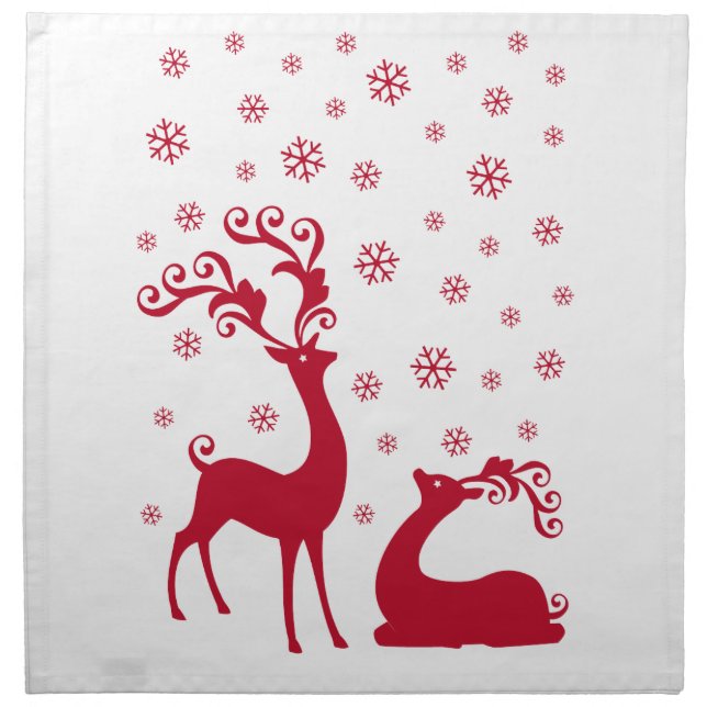 Cute Christmas deers with snowflakes Napkin (Front)