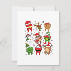 Cute Christmas Dental Tooth Characters Fun Holiday Note Card