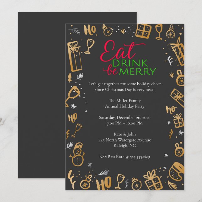 Cute Christmas Design Party Invitation (Front/Back)
