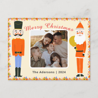 Cute Christmas designs with one photo. Holiday Postcard