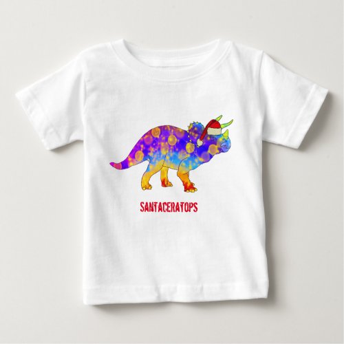 Cute Christmas Dinosaur in Bright Colors Baby T_Shirt